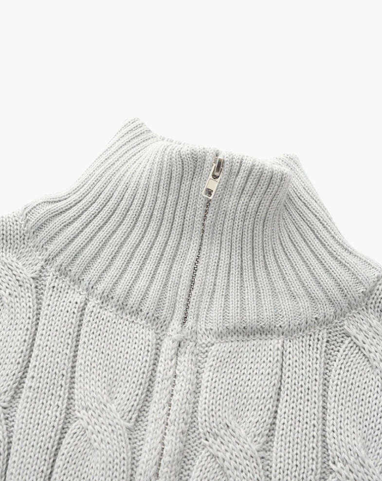 Casual knitted men's sweater with half zip