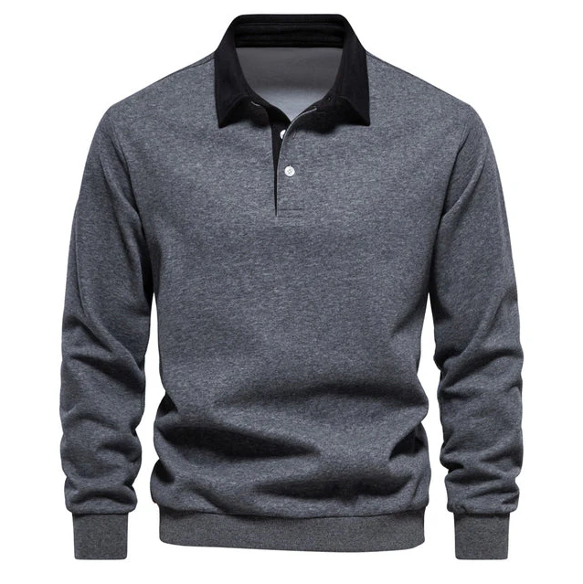 Elegant men's polo shirt with long sleeves and classic collar