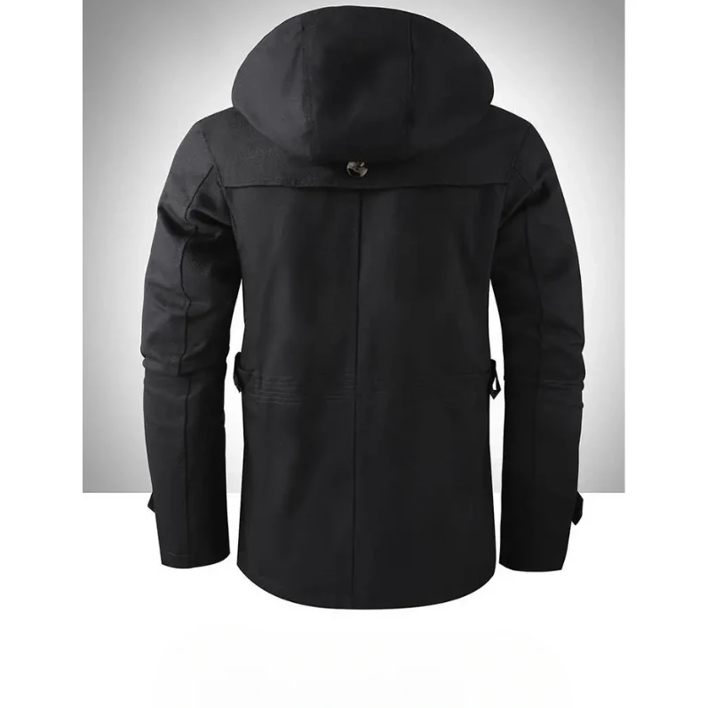 Long winter coat for men - waterproof with hood and practical pockets