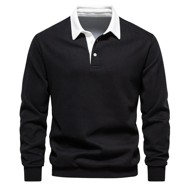 Elegant men's polo shirt with long sleeves and classic collar