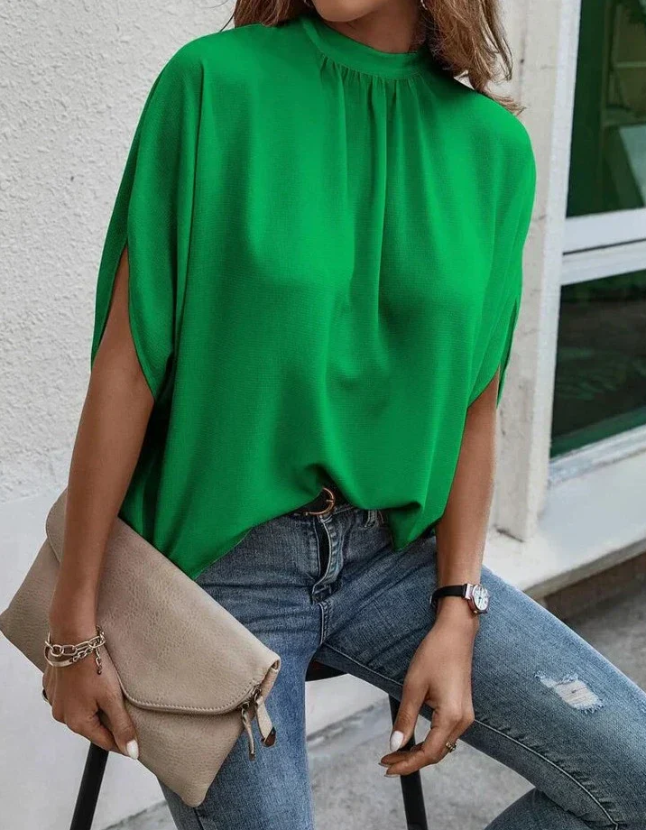 FallStyle - trendy plain top with short sleeves