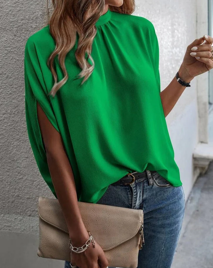 FallStyle - trendy plain top with short sleeves