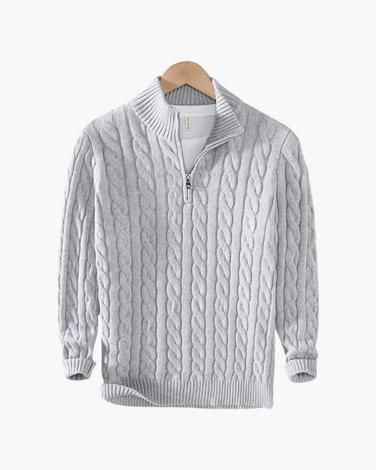 Casual knitted men's sweater with half zip