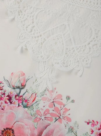 British elegant floral lace blouse