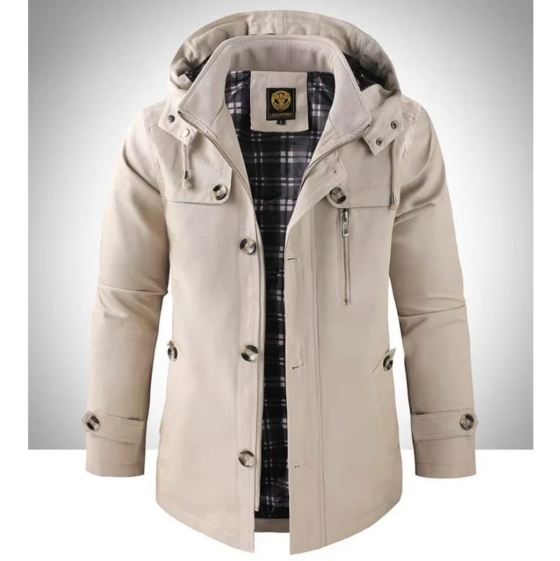 Long winter coat for men - waterproof with hood and practical pockets