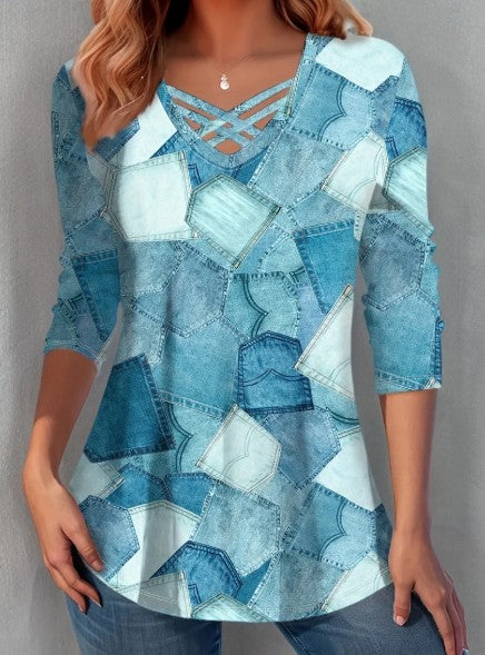 Denim shirt with patchwork by desarae