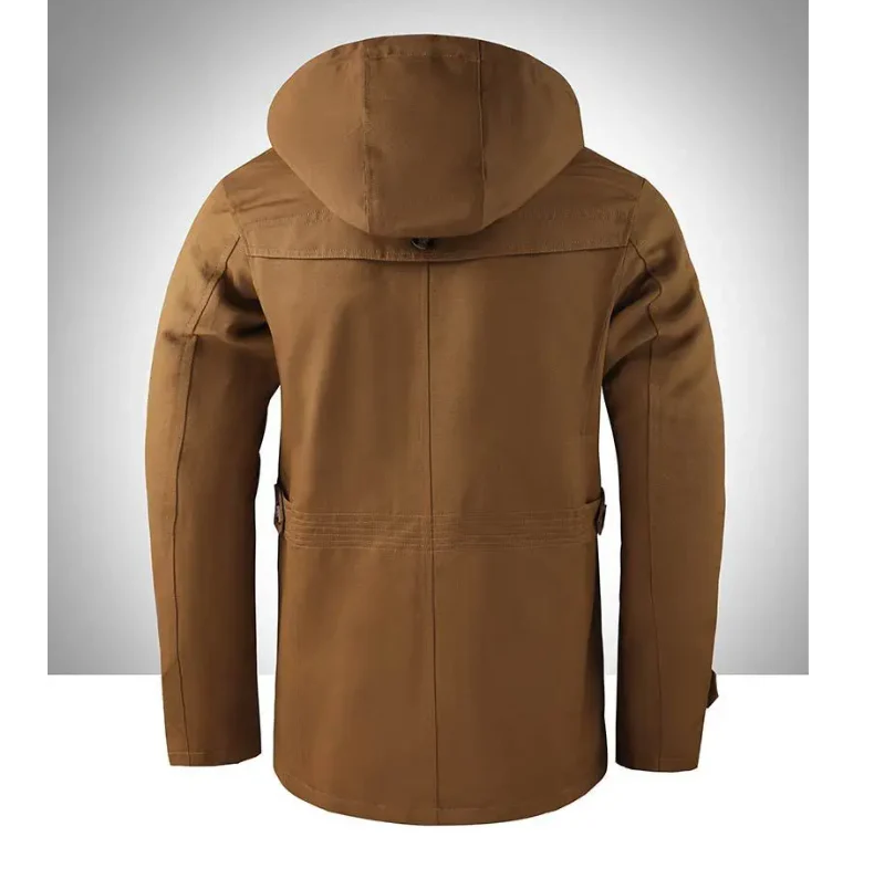 Long winter coat for men - waterproof with hood and practical pockets
