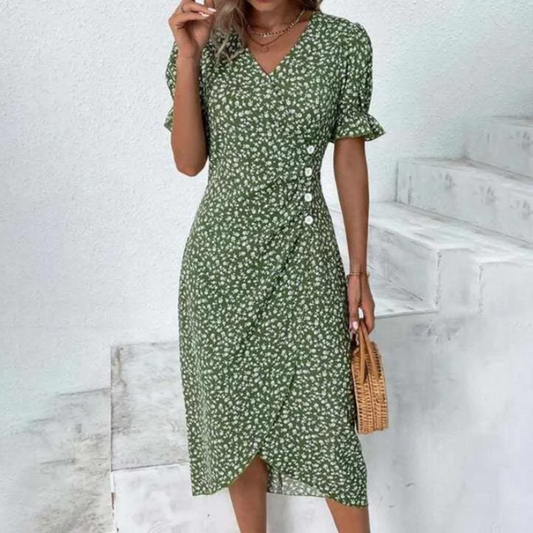 Amalia | chic midi wrap dress for women pure elegance