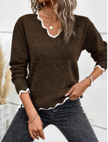 Jeza - stylish knitted jumper with V-neckline
