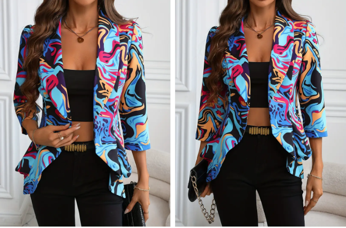 Susannah vibrant blazer with abstract print