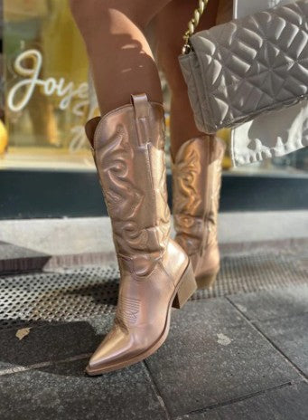 Gracie - Elegant metallic cowboy sandals