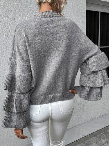 Lauri - stylish knit sweater with layers and bell sleeves