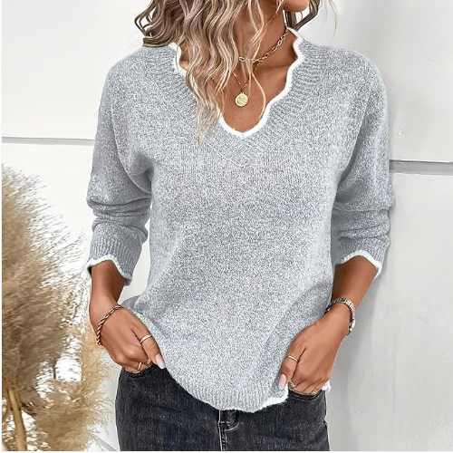 Jeza - stylish knitted jumper with V-neckline