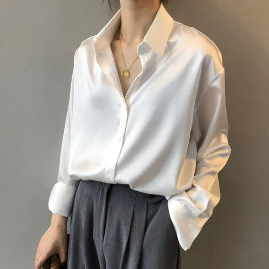 Airlea – elegant satin blouse with long sleeves