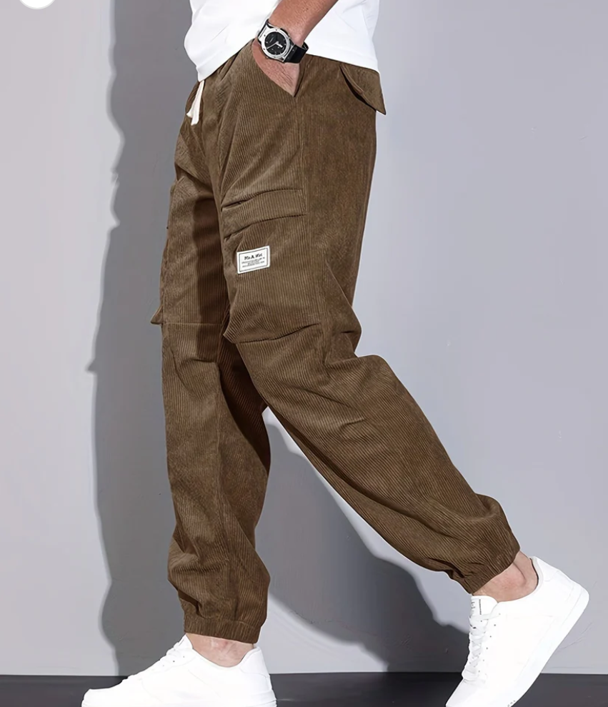 Coffee-colored corduroy pants - Leo
