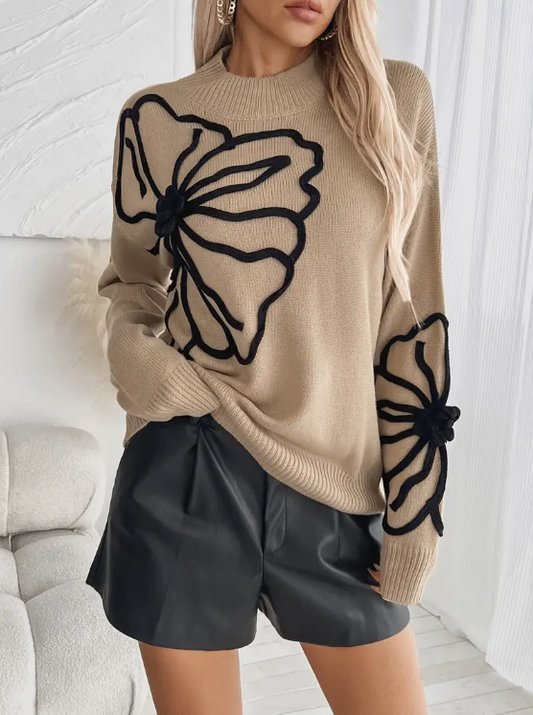 Kelsey - knitted jumper with floral embroidery
