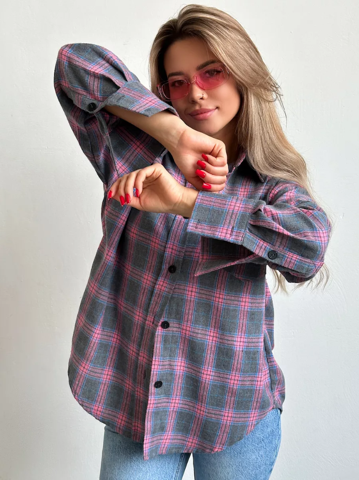 Elegant checked flannel shirt for women