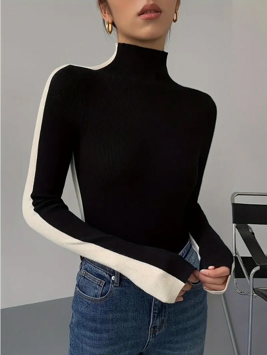 Joie - Stylish turtleneck sweater with color block design