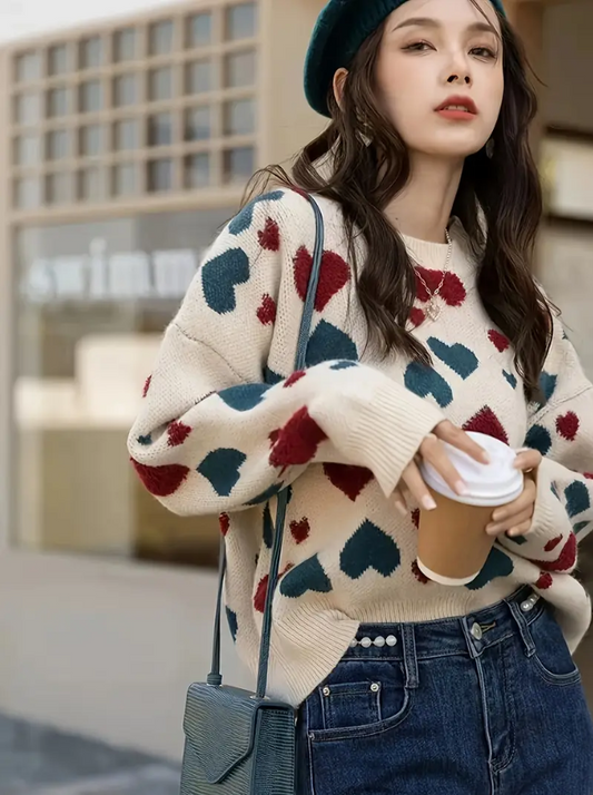 Vinny – Wool sweater with heart pattern