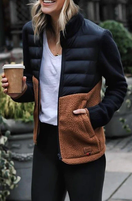 Elegant ladies coat with stand-up collar - casual autumn-winter