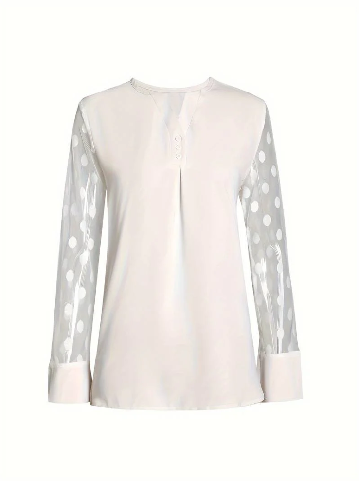 Amalia - knit blouse women's v-neck button placket