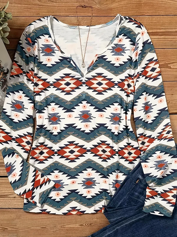 Hannelore - stylish long sleeve shirt with geometric print