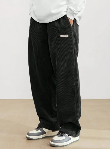 Brown - corduroy men's trousers with pockets