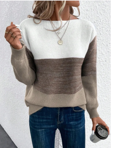 Nalia - elegant three-color patchwork sweater