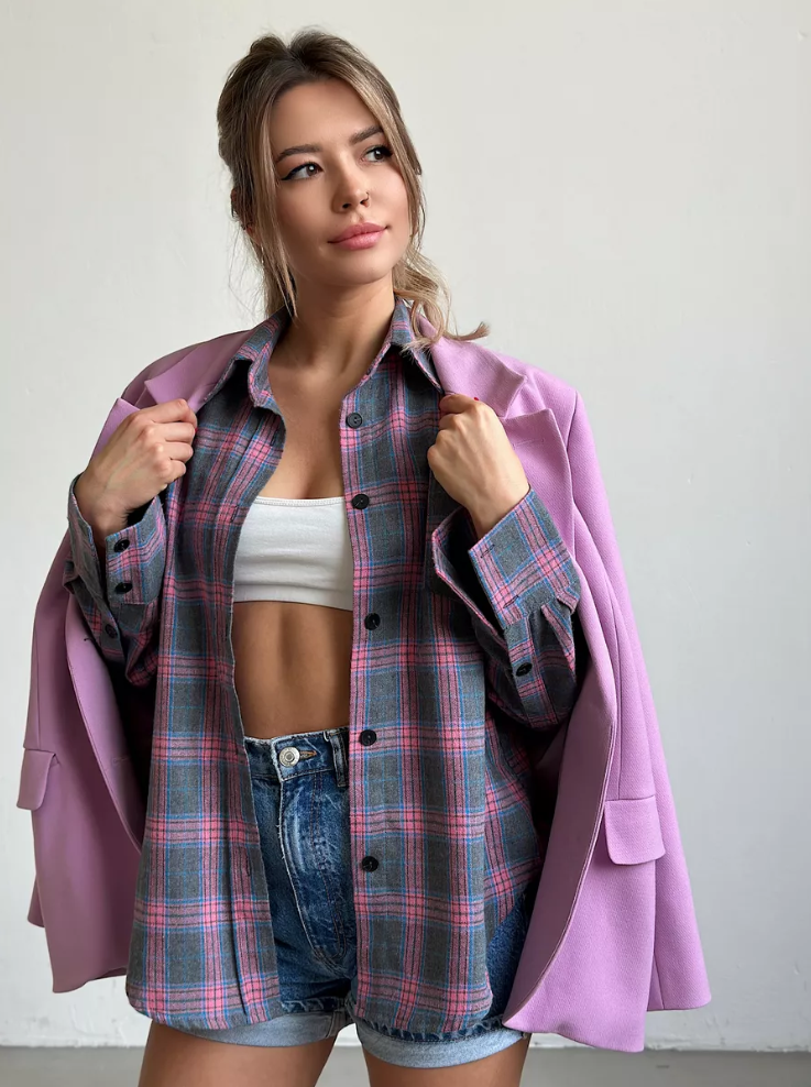Elegant checked flannel shirt for women