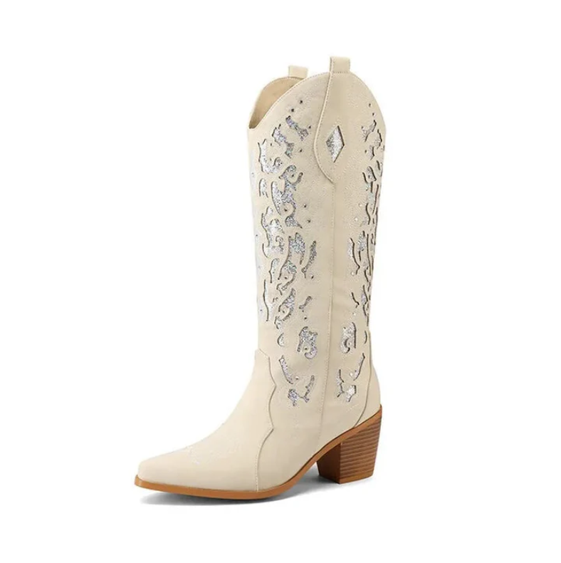 Celine | western cowboy ankle boots with embroidery and heel
