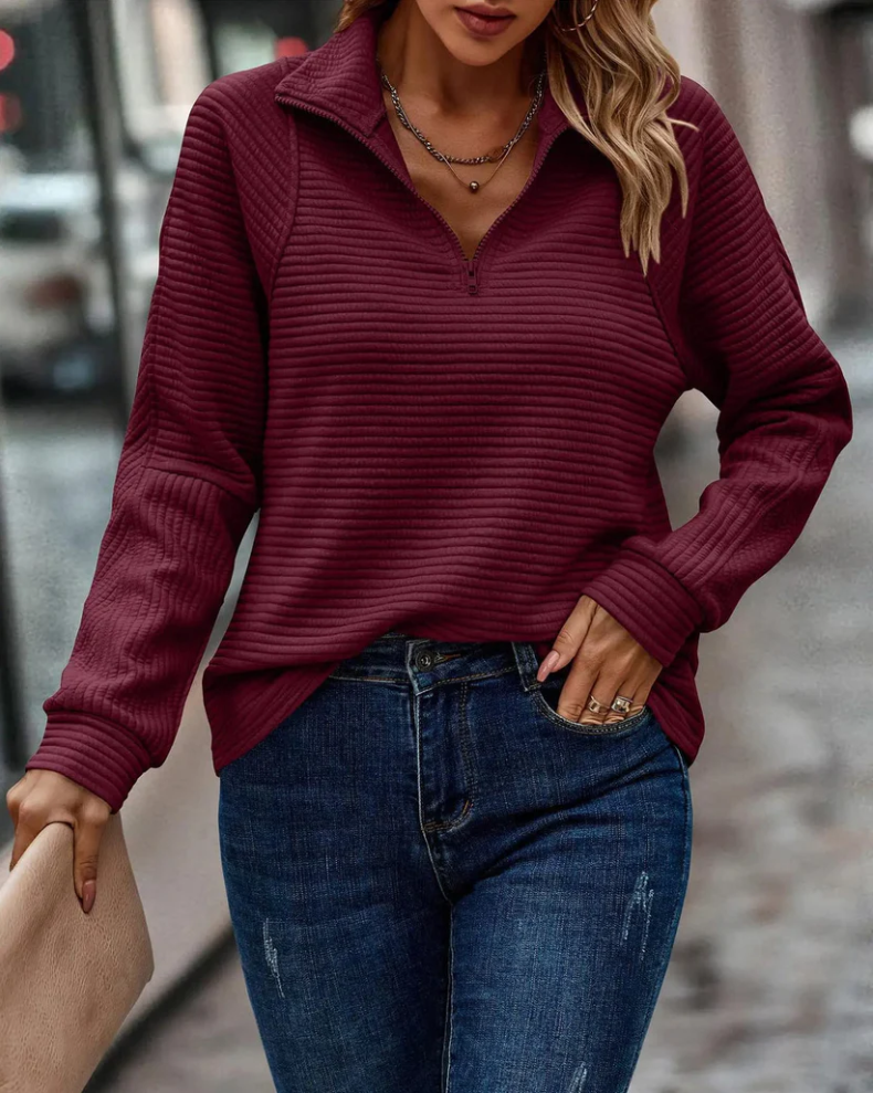 Elegant women's sweater with v-neck - Scarlett