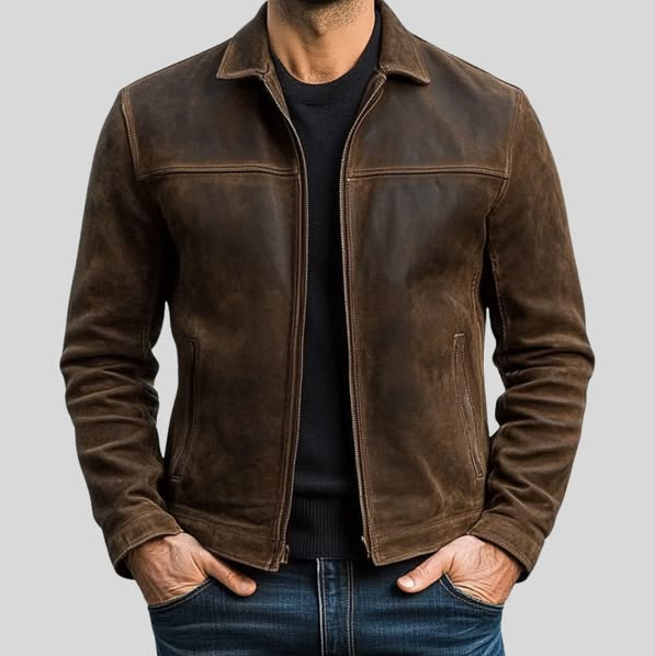 Fynn - leather jacket with zipper