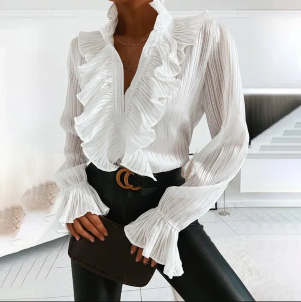 Matilda - long sleeve ruffle blouse