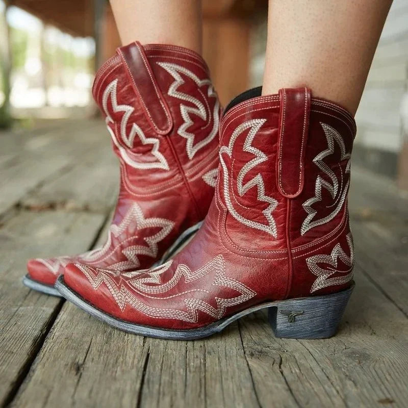 Embroidered leather cowboy boots - Laurice