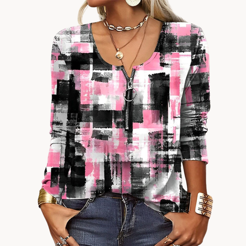 Nordic - modern print stylish ladies blouse