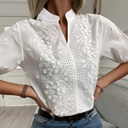 Katrin - white fashion blouse - for women