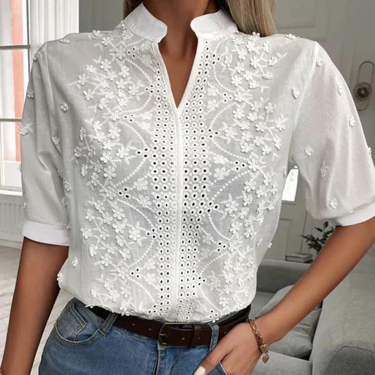 Katrin - white fashion blouse - for women