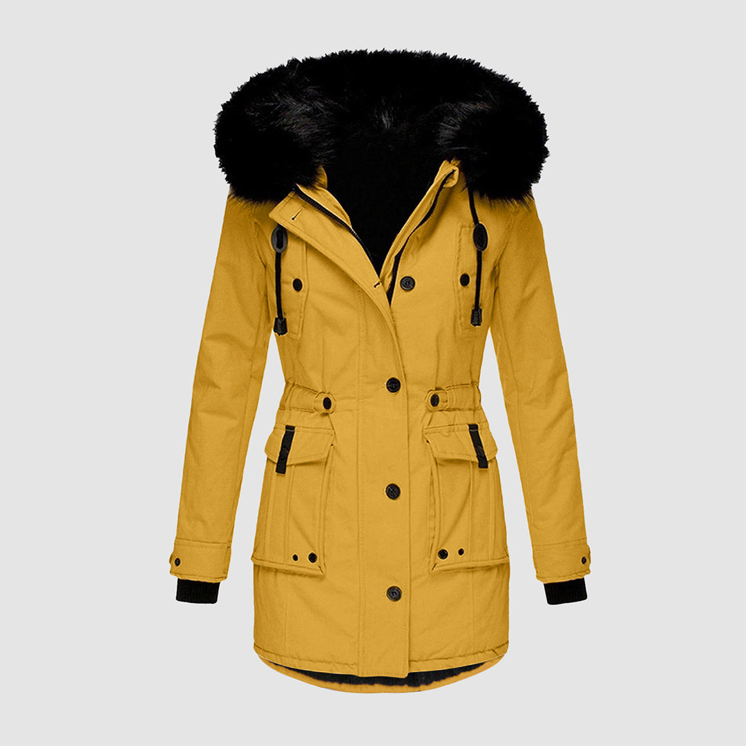 Stylish - parka for women with black faux fur