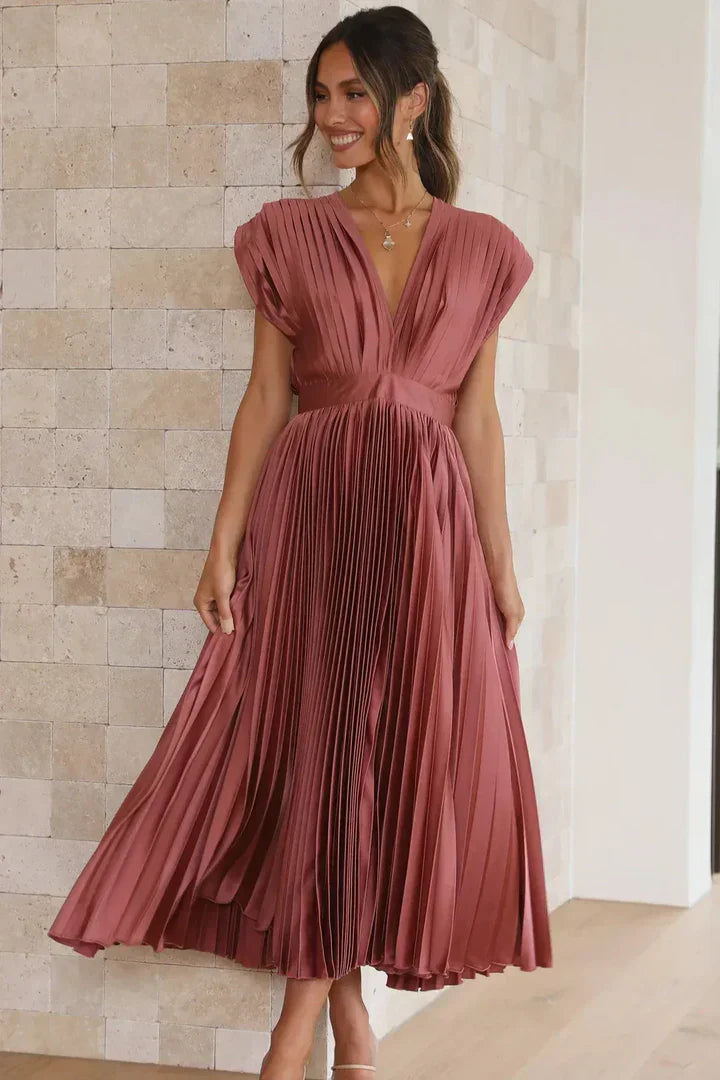 Flurina - aisha pleated midi dress for an elegant look