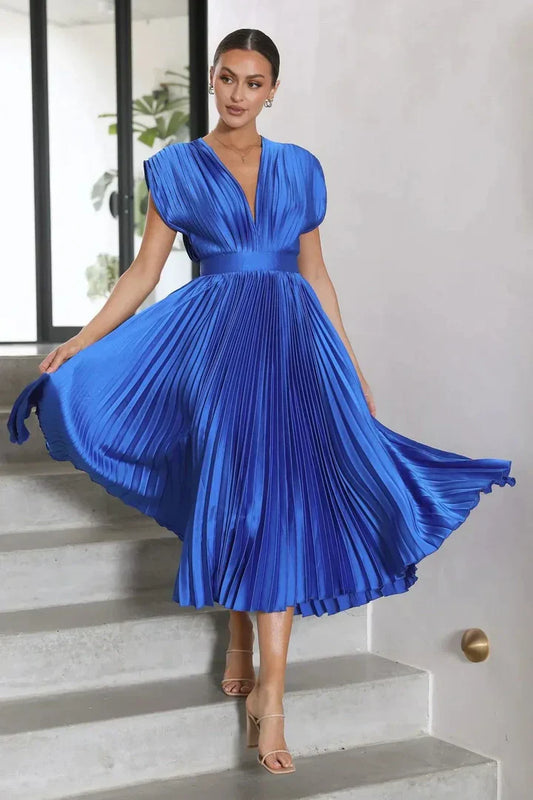 Flurina - aisha pleated midi dress for an elegant look
