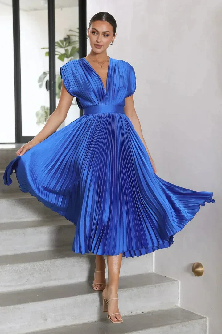 Flurina - aisha pleated midi dress for an elegant look