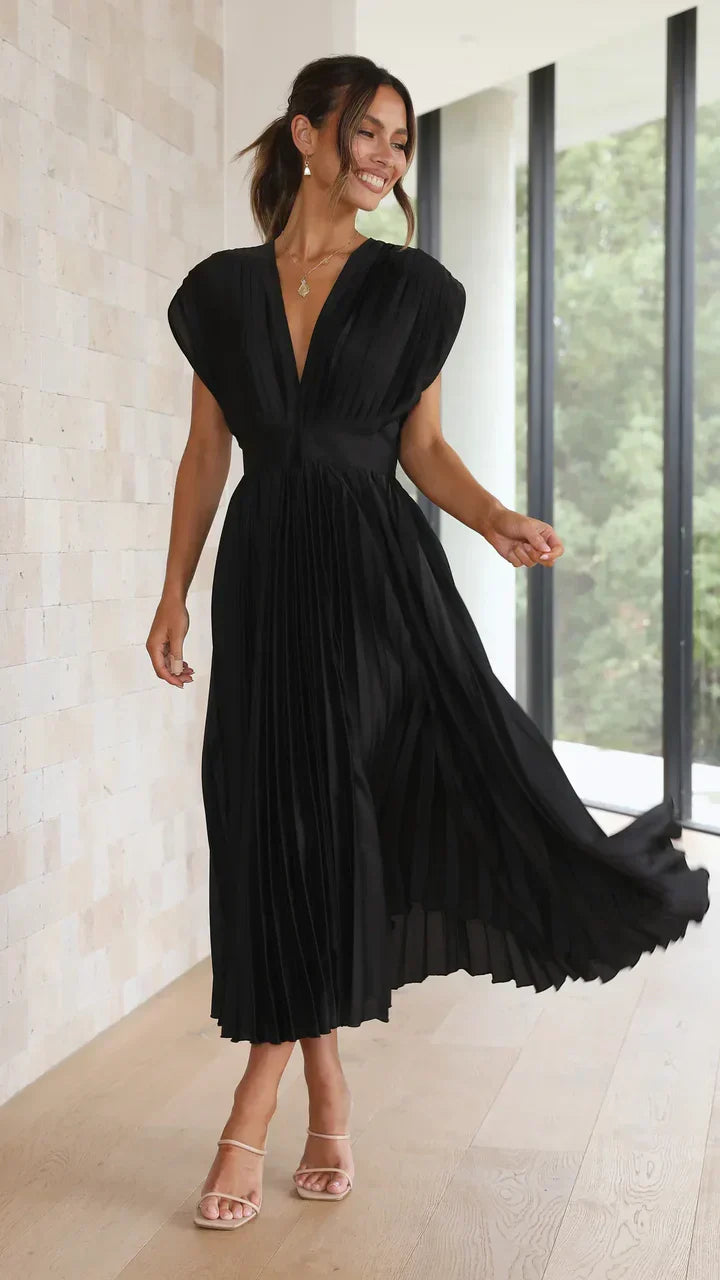 Flurina - aisha pleated midi dress for an elegant look