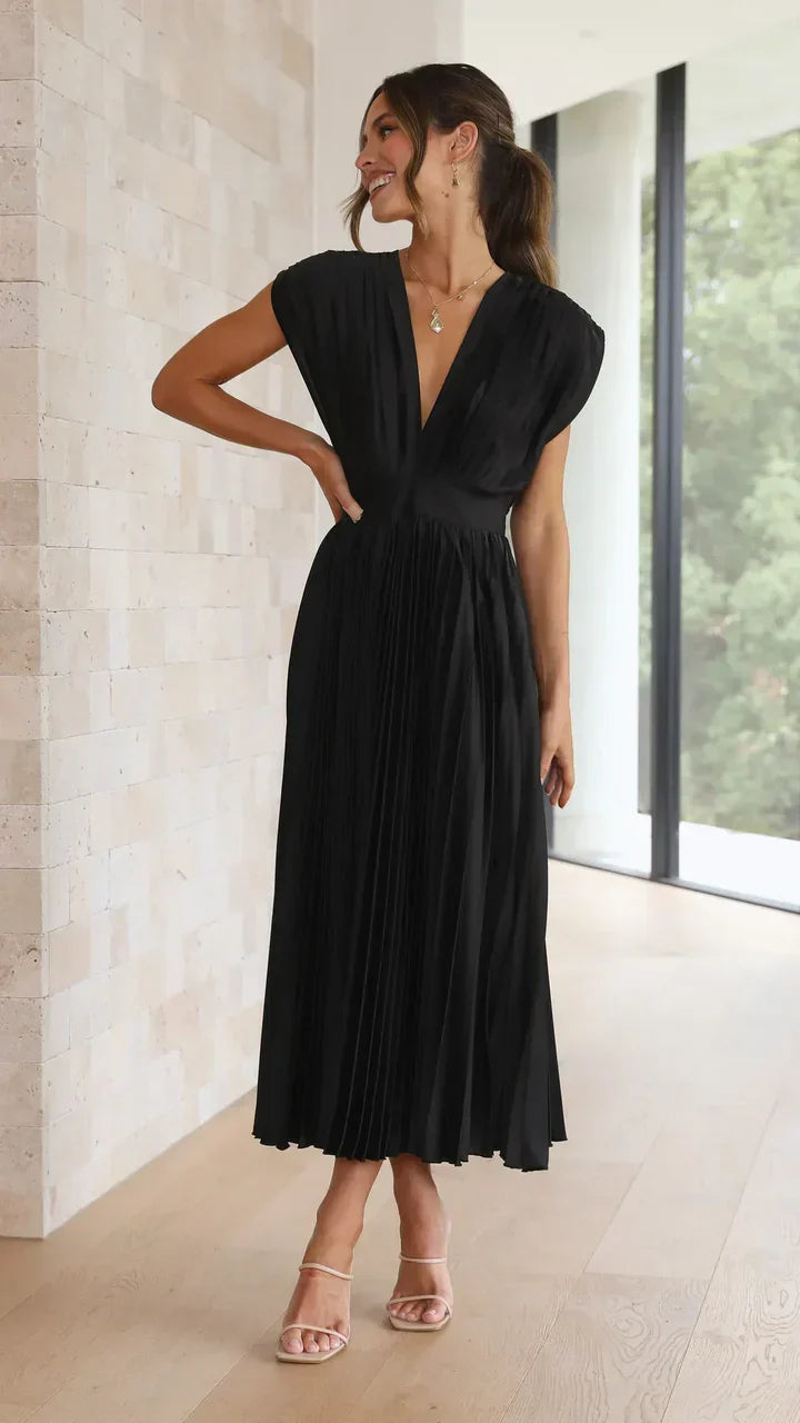 Flurina - aisha pleated midi dress for an elegant look