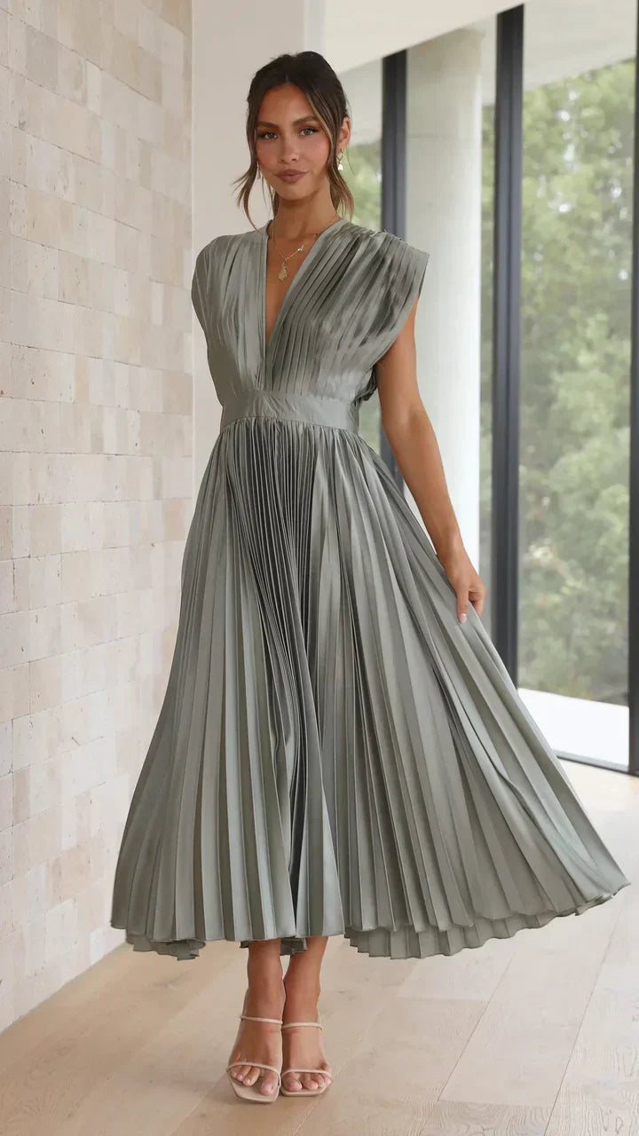 Flurina - aisha pleated midi dress for an elegant look