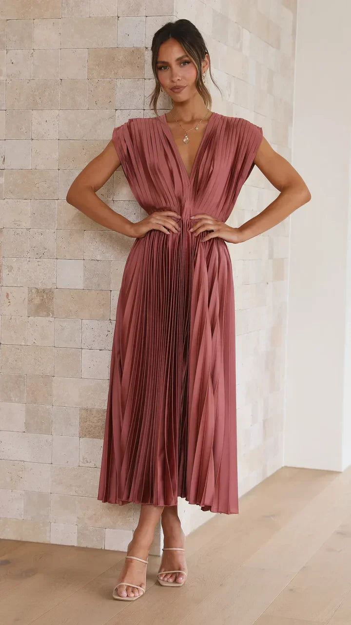 Flurina - aisha pleated midi dress for an elegant look