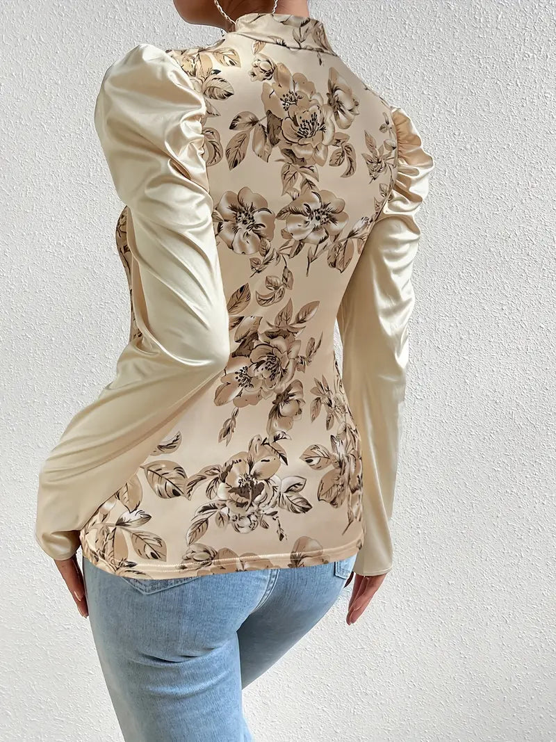Eira - satin top with floral pattern