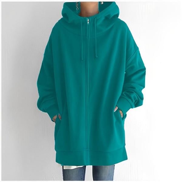 Kerenza - cozy fleece sweater with hood and zipper