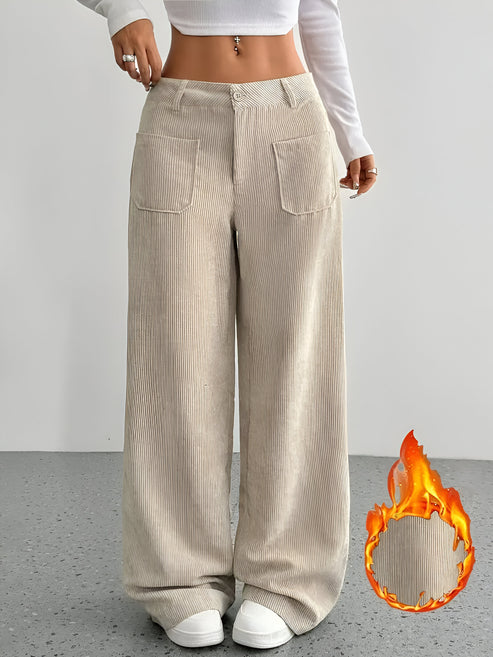 Sibille - casual trousers of corduroy with white pijpen