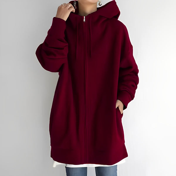 Kerenza - cozy fleece sweater with hood and zipper