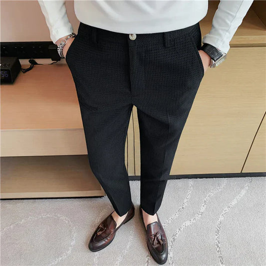 Willem - casual trousers in waffle fabric
